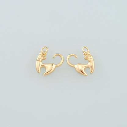 Gold Cat Charms,18K Gold Filled Cat Pendant,Cute Cat Charm Bracelet Necklace for DIY Jewelry Making Supply