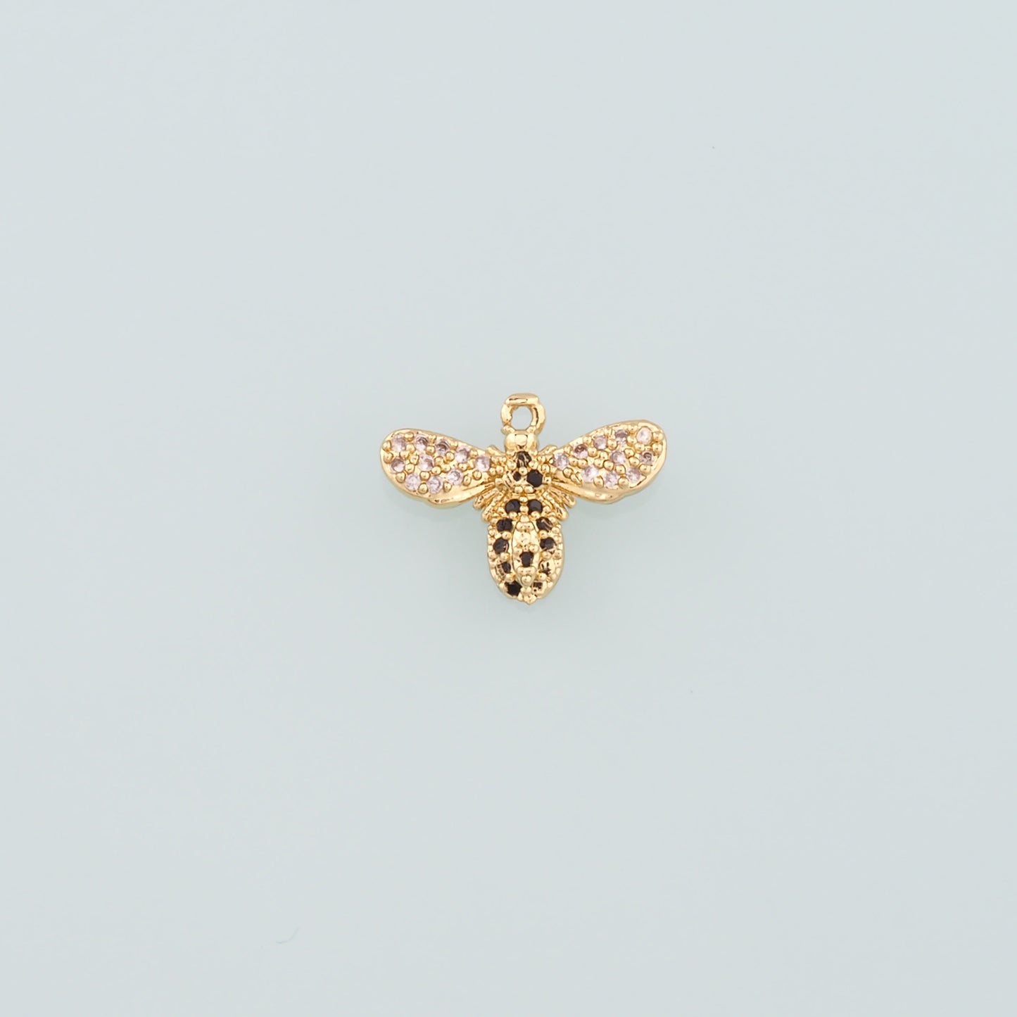 Gold Insect Charms,18K Gold Filled Bee Pendant,CZ Micro Pave Bee Charm Bracelet Necklace for DIY Jewelry Making Supply