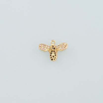 Gold Insect Charms,18K Gold Filled Bee Pendant,CZ Micro Pave Bee Charm Bracelet Necklace for DIY Jewelry Making Supply