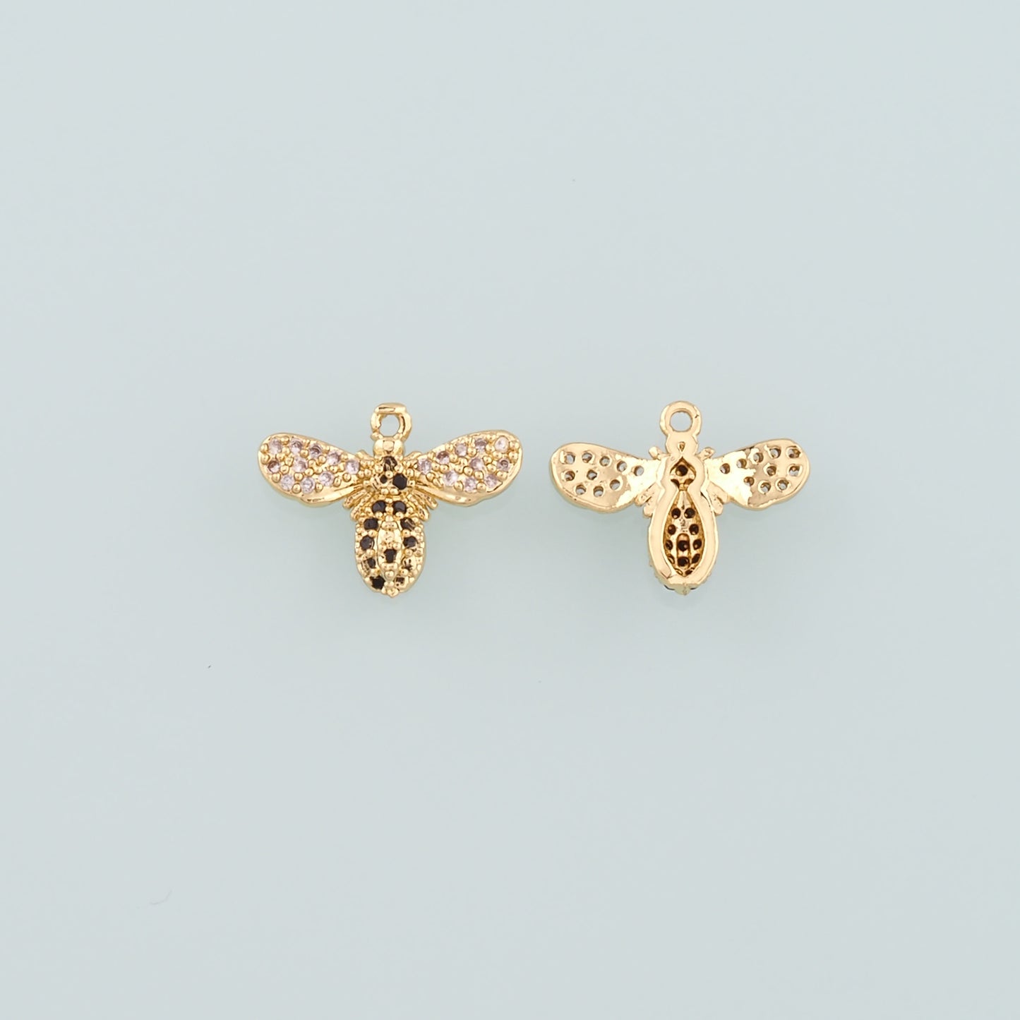 Gold Insect Charms,18K Gold Filled Bee Pendant,CZ Micro Pave Bee Charm Bracelet Necklace for DIY Jewelry Making Supply