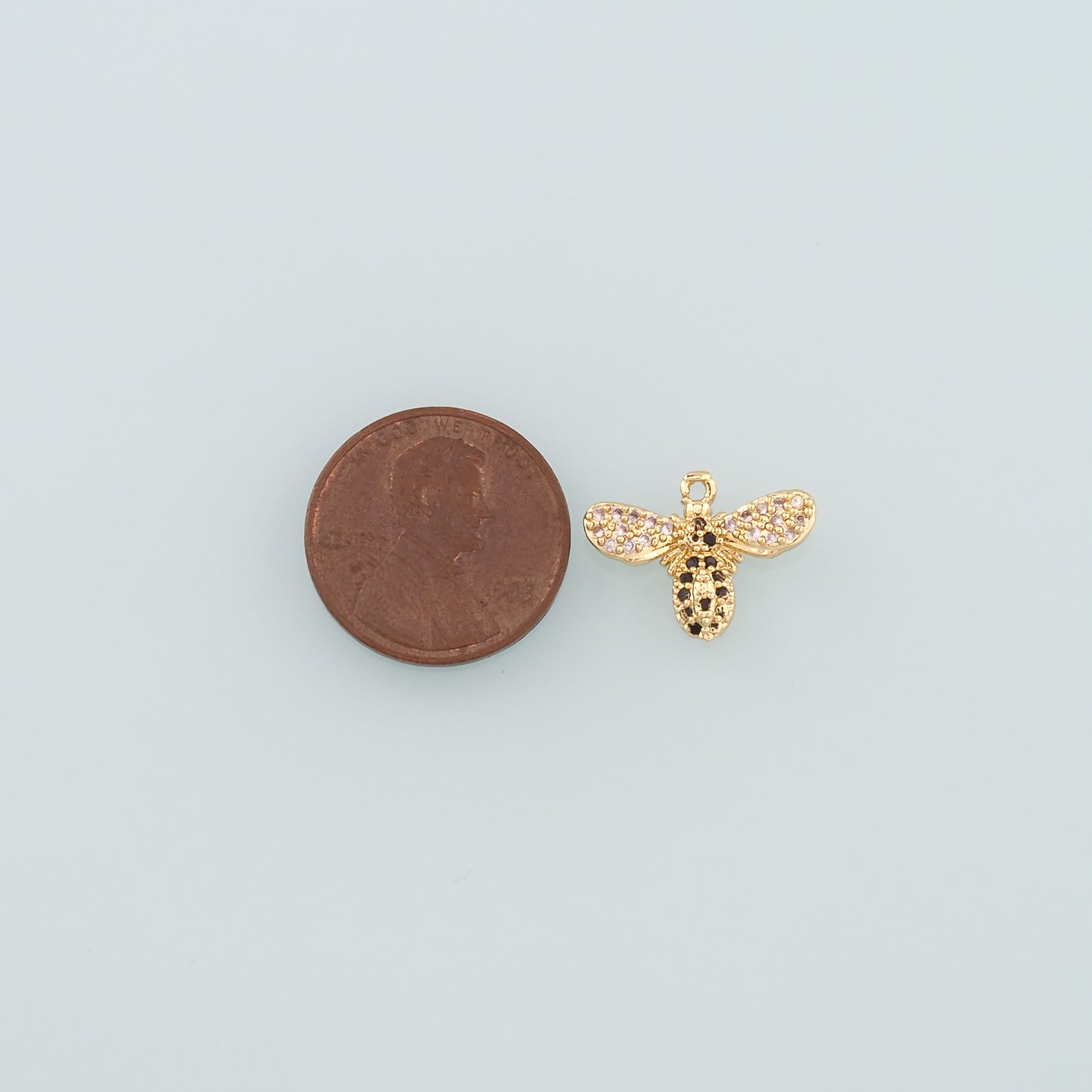 Gold Insect Charms,18K Gold Filled Bee Pendant,CZ Micro Pave Bee Charm Bracelet Necklace for DIY Jewelry Making Supply