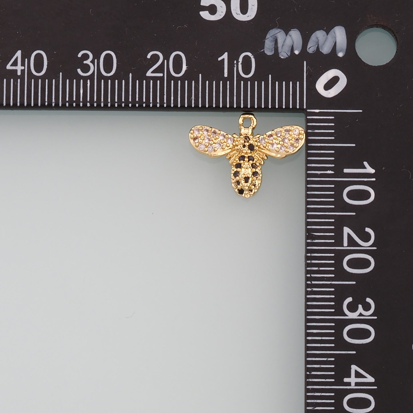 Gold Insect Charms,18K Gold Filled Bee Pendant,CZ Micro Pave Bee Charm Bracelet Necklace for DIY Jewelry Making Supply