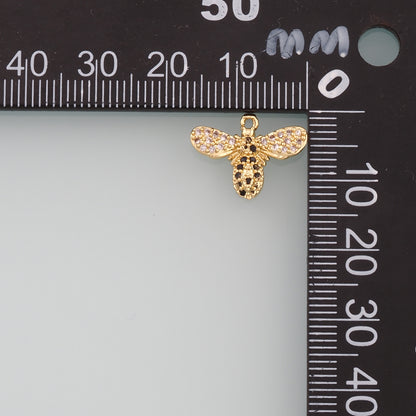 Gold Insect Charms,18K Gold Filled Bee Pendant,CZ Micro Pave Bee Charm Bracelet Necklace for DIY Jewelry Making Supply