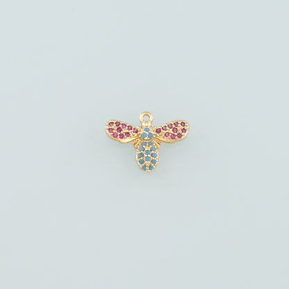 Gold Insect Charms,18K Gold Filled Bee Pendant,CZ Micro Pave Bee Charm Bracelet Necklace for DIY Jewelry Making Supply