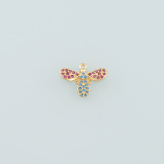 Gold Insect Charms,18K Gold Filled Bee Pendant,CZ Micro Pave Bee Charm Bracelet Necklace for DIY Jewelry Making Supply