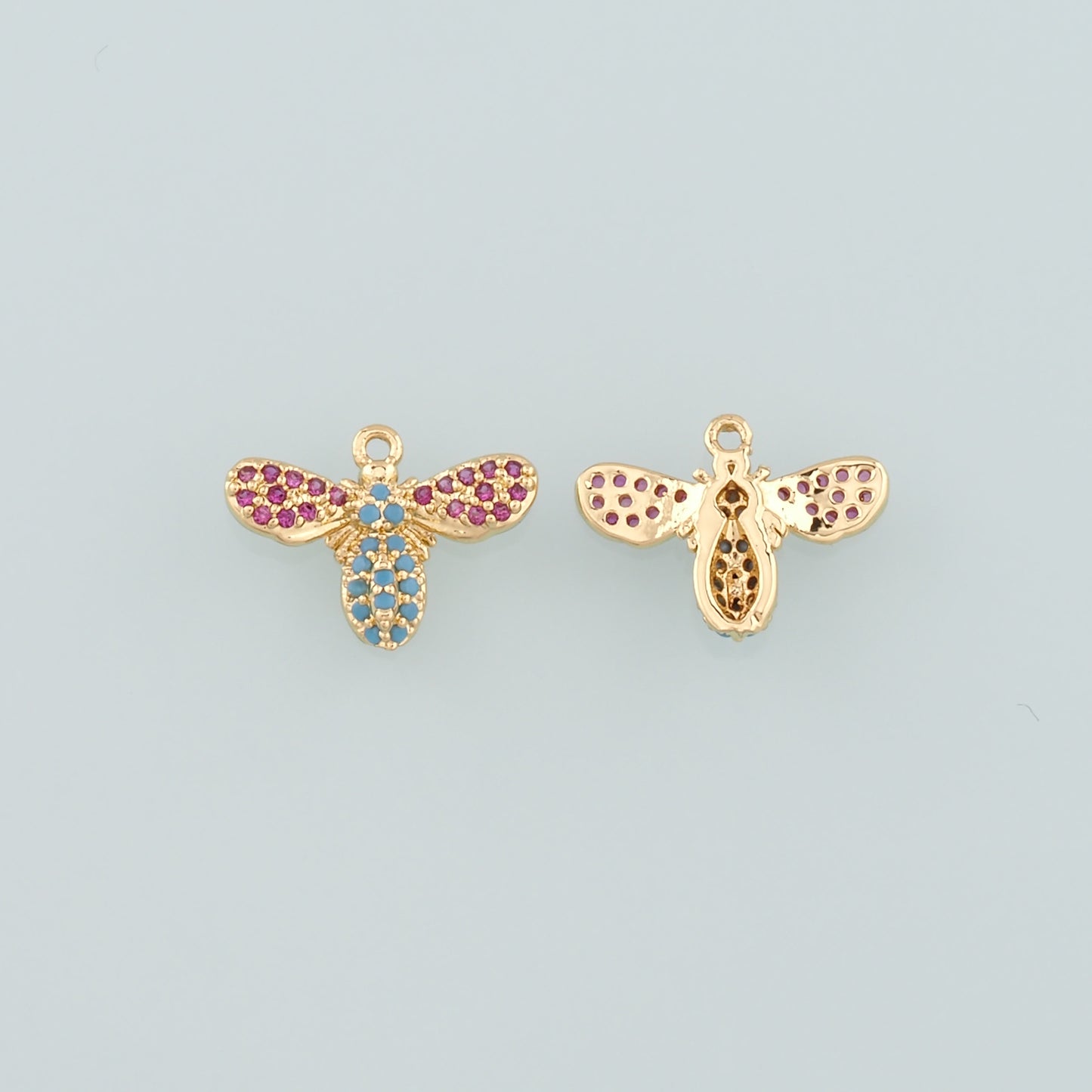 Gold Insect Charms,18K Gold Filled Bee Pendant,CZ Micro Pave Bee Charm Bracelet Necklace for DIY Jewelry Making Supply