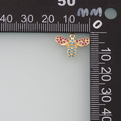 Gold Insect Charms,18K Gold Filled Bee Pendant,CZ Micro Pave Bee Charm Bracelet Necklace for DIY Jewelry Making Supply