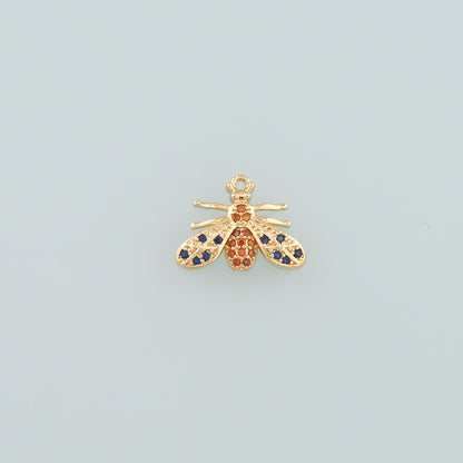 Gold Insect Charms,18K Gold Filled Bee Pendant,CZ Micro Pave Bee Charm Bracelet Necklace for DIY Jewelry Making Supply