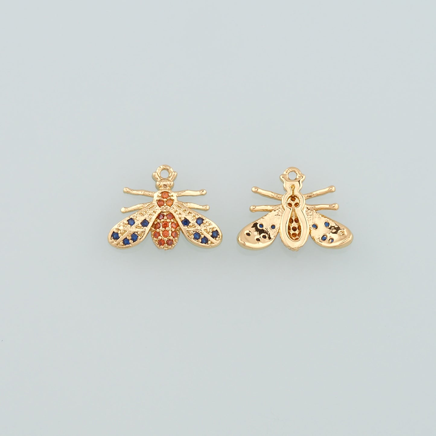 Gold Insect Charms,18K Gold Filled Bee Pendant,CZ Micro Pave Bee Charm Bracelet Necklace for DIY Jewelry Making Supply