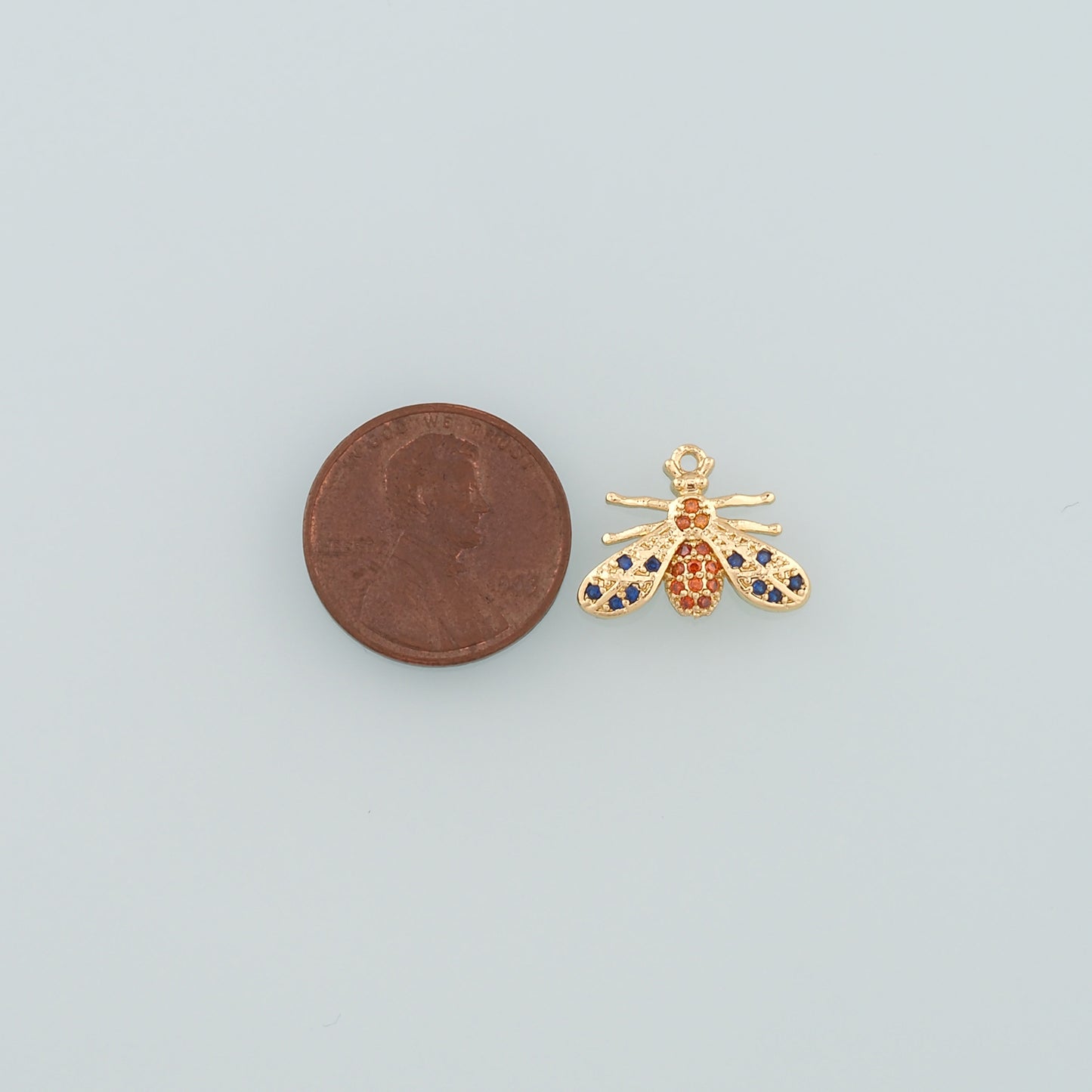 Gold Insect Charms,18K Gold Filled Bee Pendant,CZ Micro Pave Bee Charm Bracelet Necklace for DIY Jewelry Making Supply