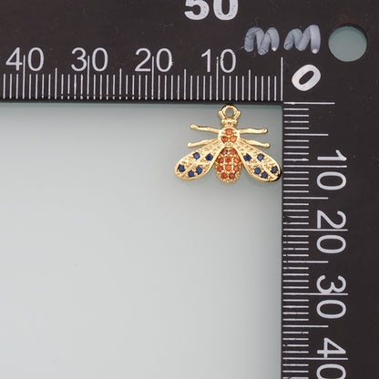 Gold Insect Charms,18K Gold Filled Bee Pendant,CZ Micro Pave Bee Charm Bracelet Necklace for DIY Jewelry Making Supply