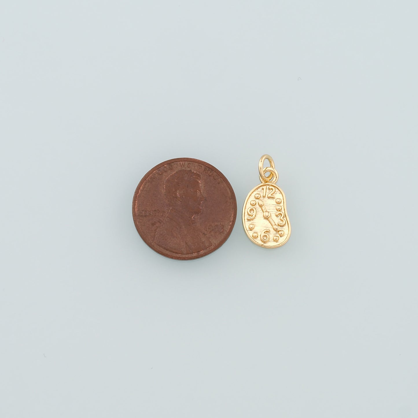 Gold Time Charms,18K Gold Filled Clock Pendant,Dainty Clock Charm Bracelet Necklace for DIY Jewelry Making Supply