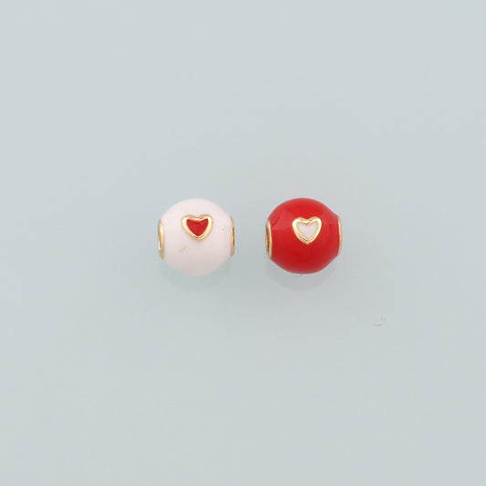 18K Gold Filled Heart Spacer Bead,Enamel Heart Charm Bracelet Necklace for DIY Jewelry Making Supply