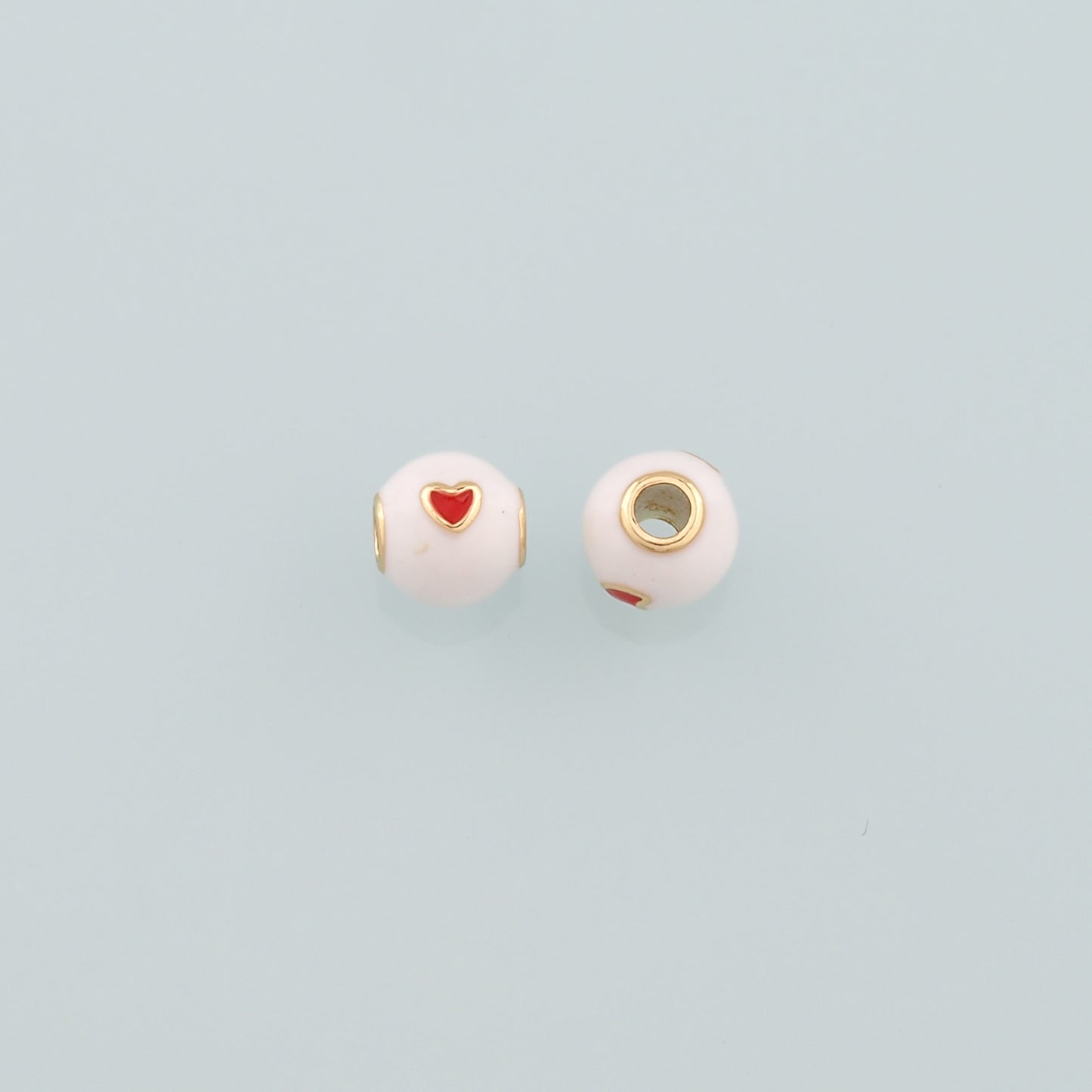 18K Gold Filled Heart Spacer Bead,Enamel Heart Charm Bracelet Necklace for DIY Jewelry Making Supply