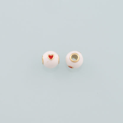 18K Gold Filled Heart Spacer Bead,Enamel Heart Charm Bracelet Necklace for DIY Jewelry Making Supply