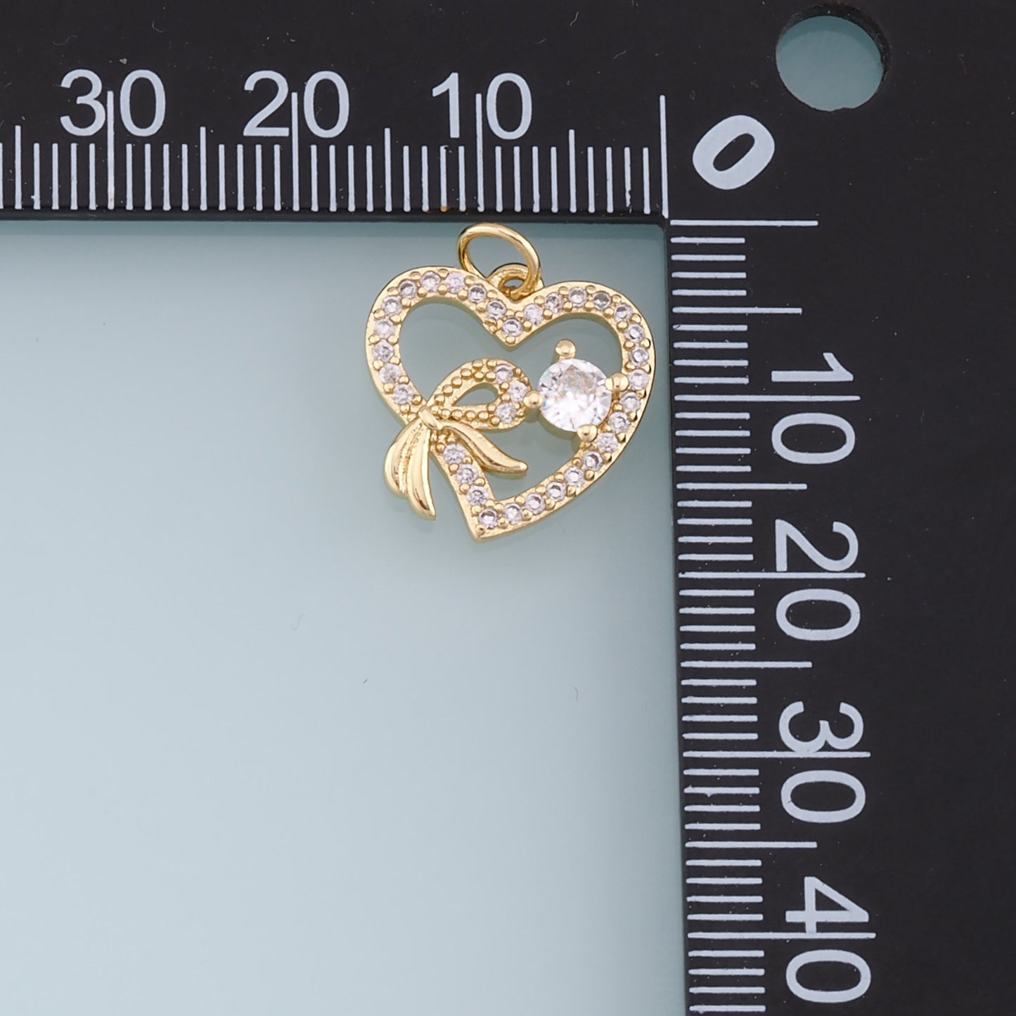 Gold Heart Charms,18K Gold Filled Heart Pendant,CZ Micro Pave Heart Charm Bracelet Necklace for DIY Jewelry Making Supply