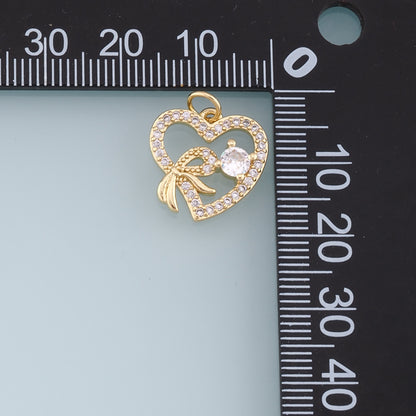 Gold Heart Charms,18K Gold Filled Heart Pendant,CZ Micro Pave Heart Charm Bracelet Necklace for DIY Jewelry Making Supply