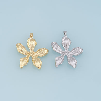 Gold Flower Charms,18K Gold Filled Flower Pendant,Silver flower Charm Bracelet Necklace for DIY Jewelry Making Supply