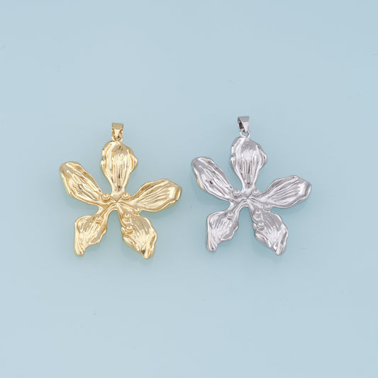 Gold Flower Charms,18K Gold Filled Flower Pendant,Silver flower Charm Bracelet Necklace for DIY Jewelry Making Supply