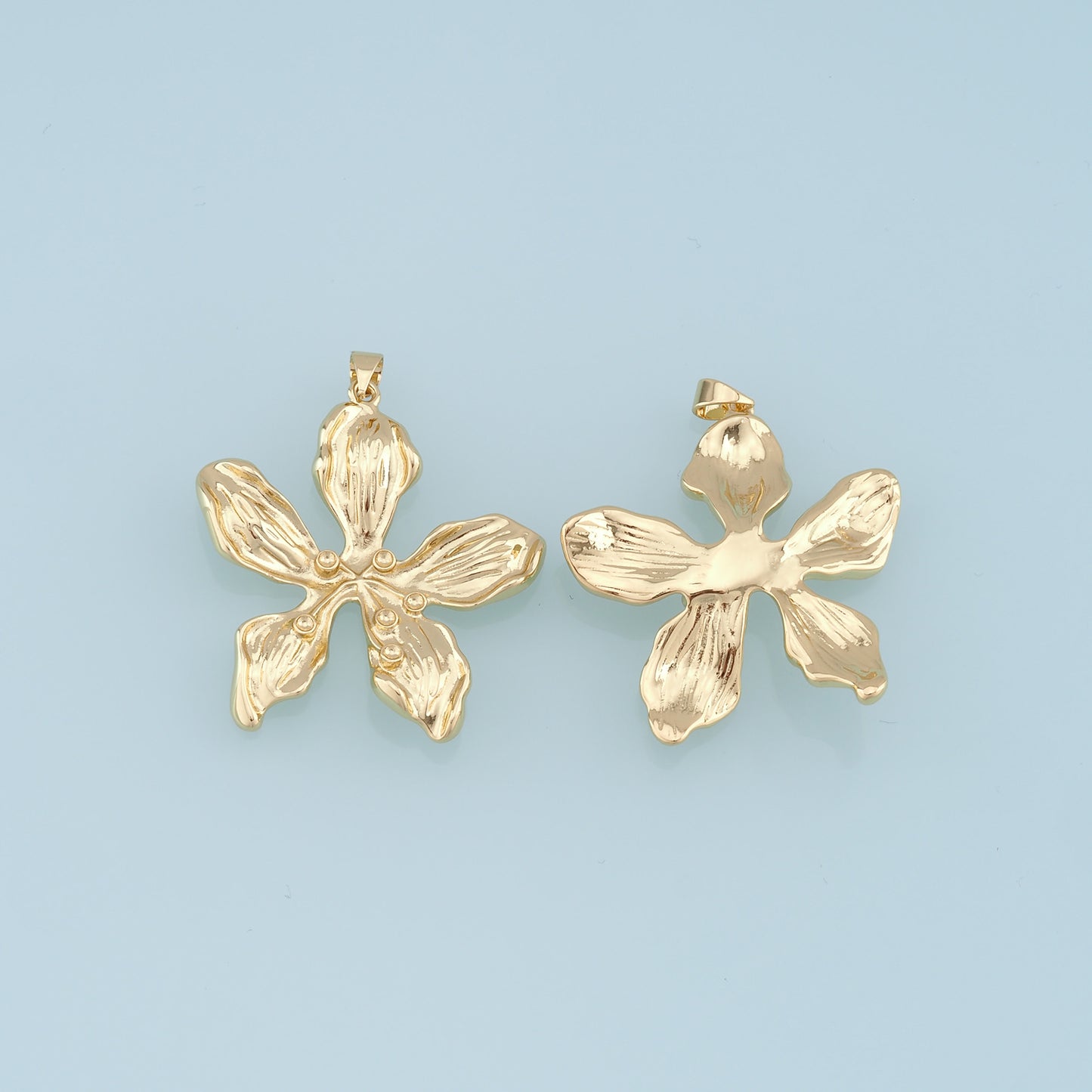 Gold Flower Charms,18K Gold Filled Flower Pendant,Silver flower Charm Bracelet Necklace for DIY Jewelry Making Supply