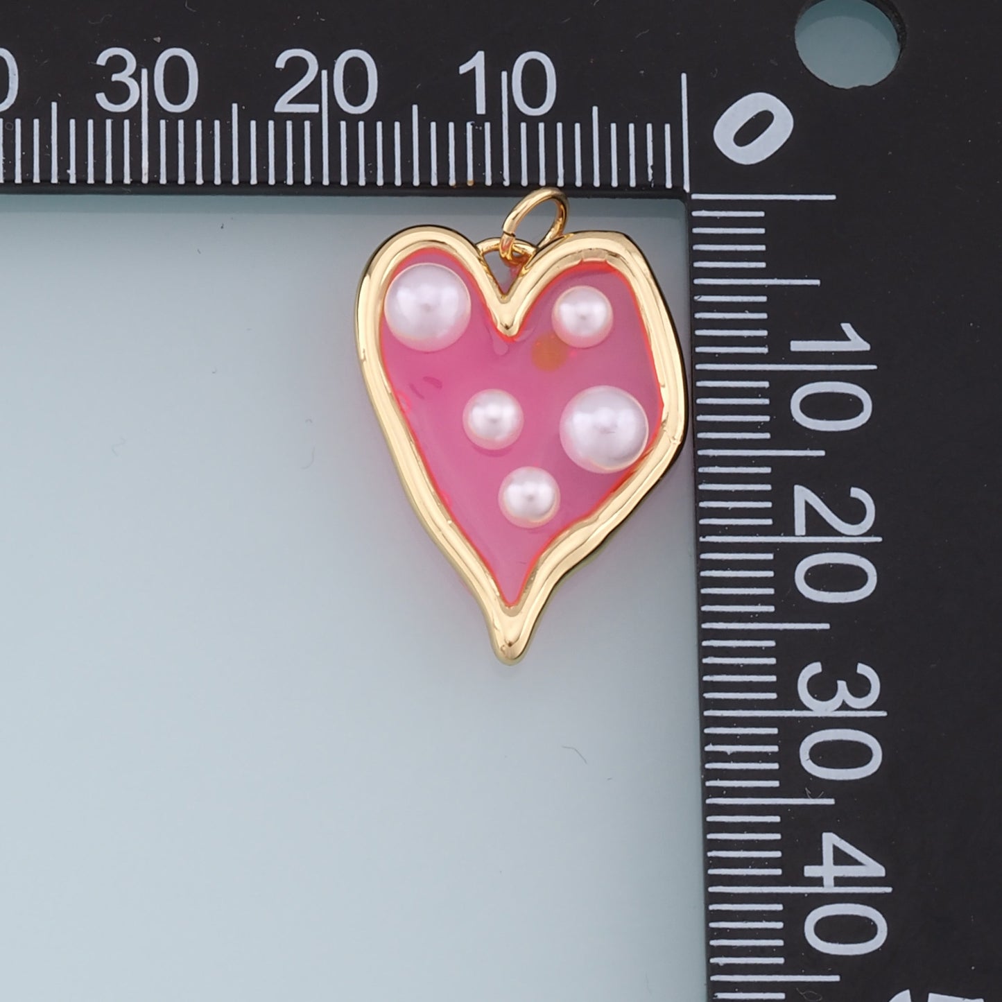 Gold Heart Pearl Charms,18K Gold Filled Clear Enamel Heart Pendant,Color Heart Charm Bracelet Necklace for DIY Jewelry Making Supply