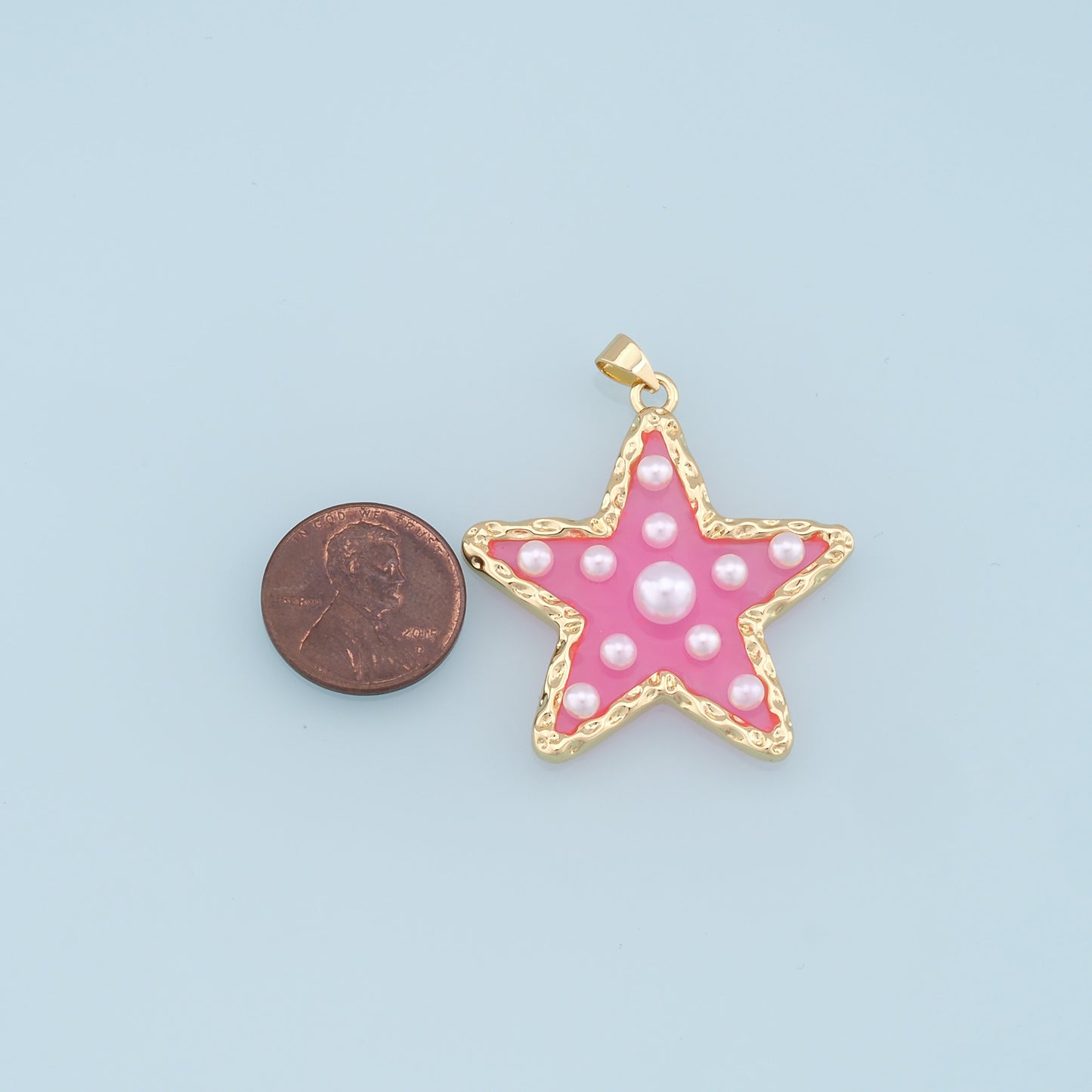 Gold Pearl Star Charms,18K Gold Filled Clear Enamel Star Pendant,Color Star Charm Bracelet Necklace for DIY Jewelry Making Supply