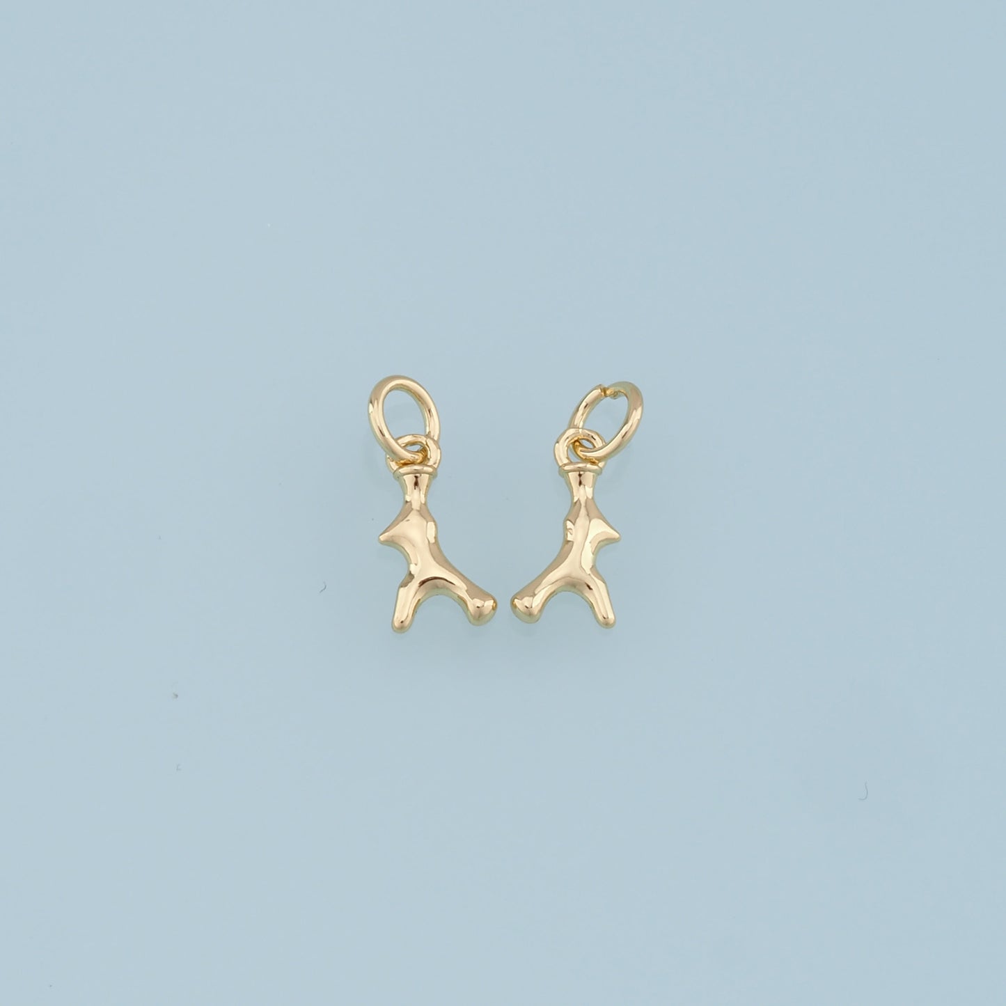 Gold Antler Charms,18K Gold Filled Antler Pendant,Elk Horn Charm Bracelet Necklace for DIY Jewelry Making Supply