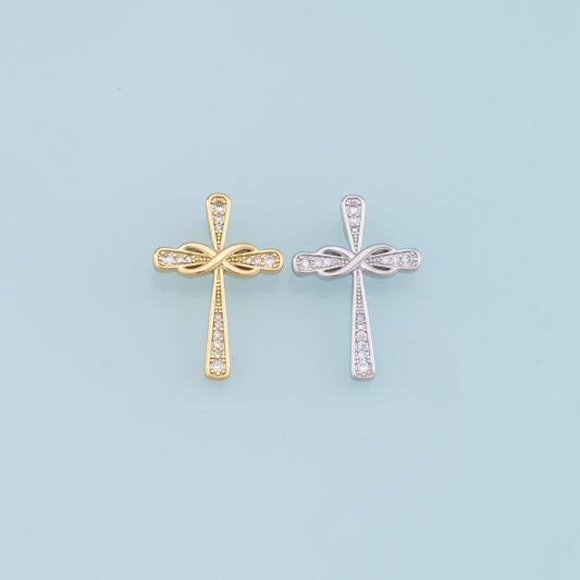 Gold Cross Charms,18K Gold Filled Cross Pendant,Cross Charm Bracelet Necklace for DIY Jewelry Making Supply