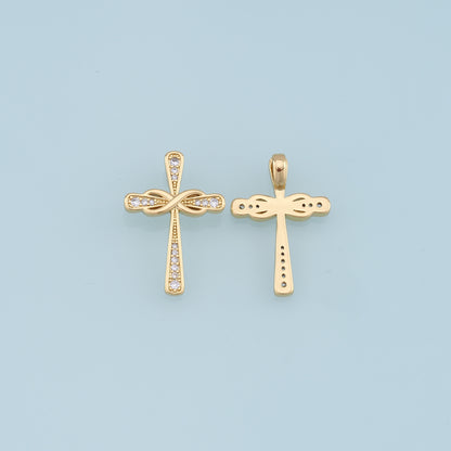 Gold Cross Charms,18K Gold Filled Cross Pendant,Cross Charm Bracelet Necklace for DIY Jewelry Making Supply