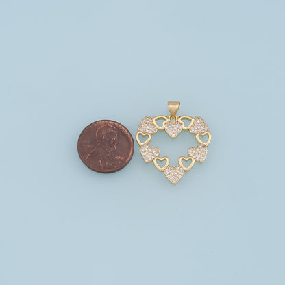 Gold Heart Charms,18K Gold Filled Heart Pendant,CZ Micro Pave Heart Charm Bracelet Necklace for DIY Jewelry Making Supply