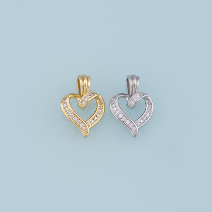 Gold Heart Charms,18K Gold Filled Heart Pendant,CZ Micro Pave Heart Charm Bracelet Necklace for DIY Jewelry Making Supply