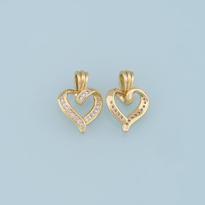 Gold Heart Charms,18K Gold Filled Heart Pendant,CZ Micro Pave Heart Charm Bracelet Necklace for DIY Jewelry Making Supply