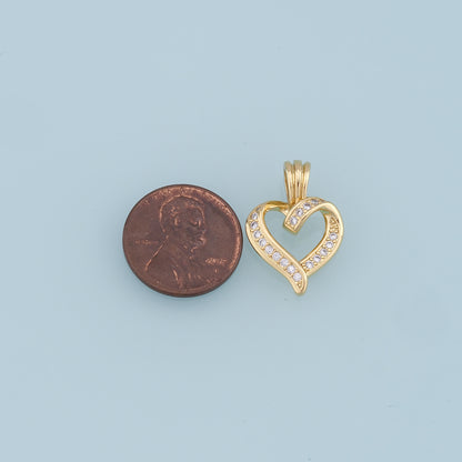 Gold Heart Charms,18K Gold Filled Heart Pendant,CZ Micro Pave Heart Charm Bracelet Necklace for DIY Jewelry Making Supply
