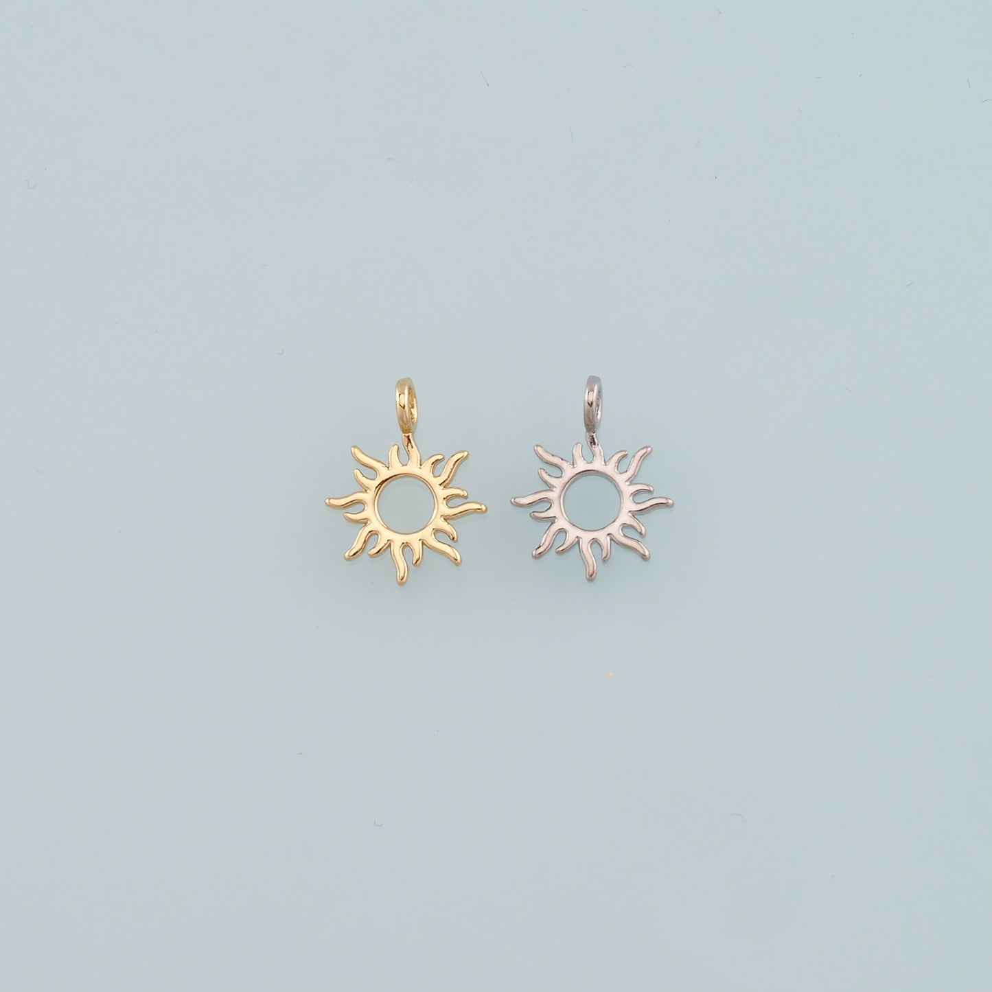 Gold Sun Charms,18K Gold Filled Sun Pendant,Dainty Celestial Charm Bracelet Necklace for DIY Jewelry Making Supply