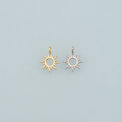 Gold Sun Charms,18K Gold Filled Sun Pendant,Dainty Celestial Charm Bracelet Necklace for DIY Jewelry Making Supply