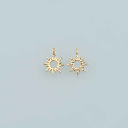Gold Sun Charms,18K Gold Filled Sun Pendant,Dainty Celestial Charm Bracelet Necklace for DIY Jewelry Making Supply