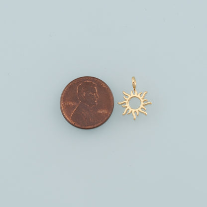 Gold Sun Charms,18K Gold Filled Sun Pendant,Dainty Celestial Charm Bracelet Necklace for DIY Jewelry Making Supply