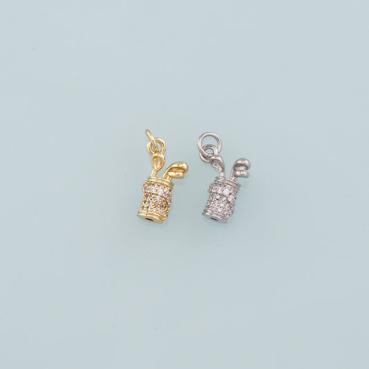 Gold Golf Charms,18K Gold Filled Golf Clubs Pendant,CZ Micro Pave Golf Clubs Charm Bracelet Necklace for DIY Jewelry Making Supply