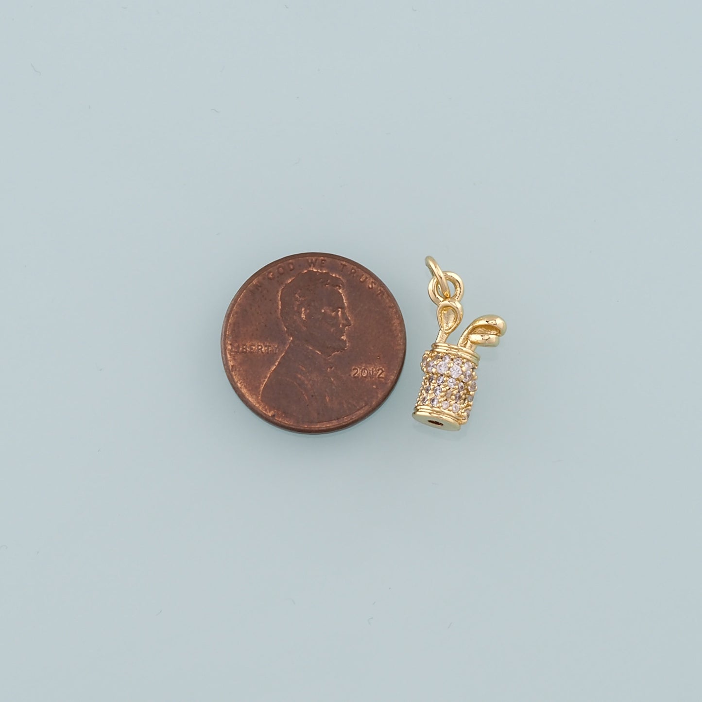 Gold Golf Charms,18K Gold Filled Golf Clubs Pendant,CZ Micro Pave Golf Clubs Charm Bracelet Necklace for DIY Jewelry Making Supply