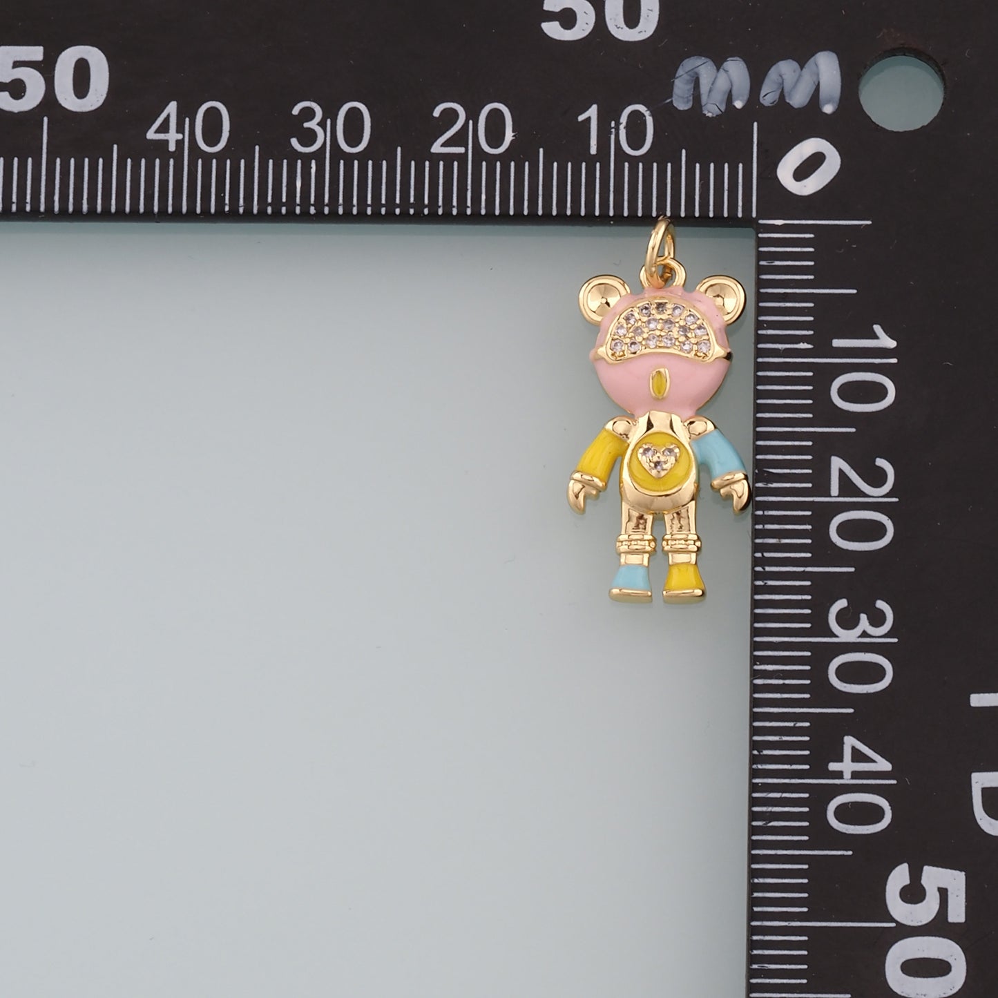 18K Gold Filled Bear Pendant,Enamel Bear Charm Bracelet Necklace for DIY Jewelry Making Supply