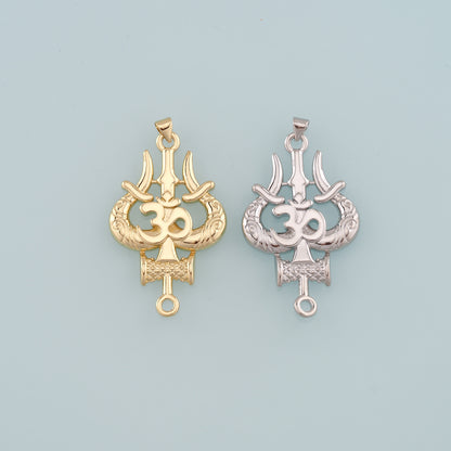 18K Gold Filled Om Pendant,Yoga Charm Bracelet Necklace for DIY Jewelry Making Supply