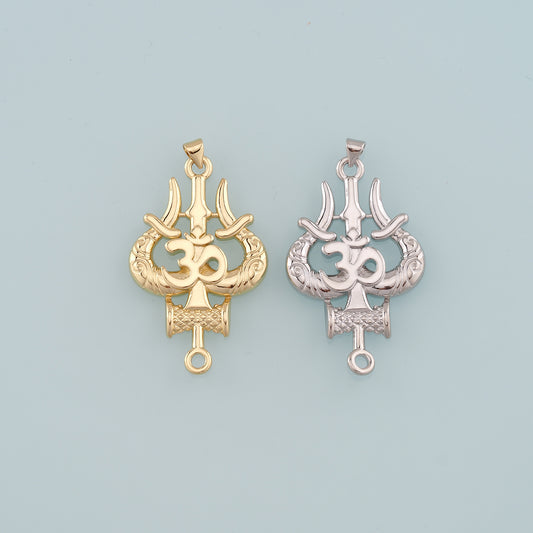 18K Gold Filled Om Pendant,Yoga Charm Bracelet Necklace for DIY Jewelry Making Supply