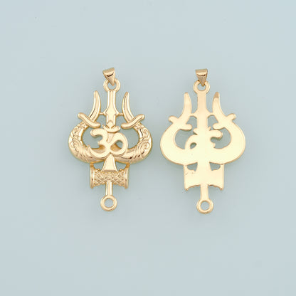18K Gold Filled Om Pendant,Yoga Charm Bracelet Necklace for DIY Jewelry Making Supply