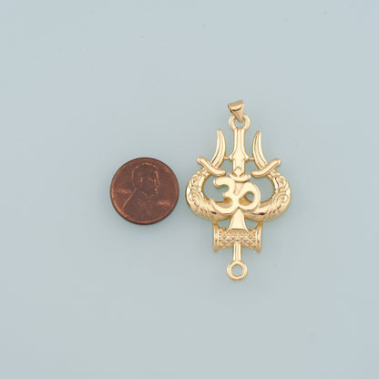 18K Gold Filled Om Pendant,Yoga Charm Bracelet Necklace for DIY Jewelry Making Supply