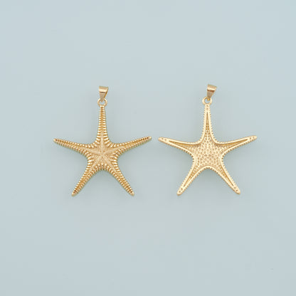 Gold Starfish Charms,18K Gold Filled Sea star Pendant,Starfish Charm Bracelet Necklace for DIY Jewelry Making Supply
