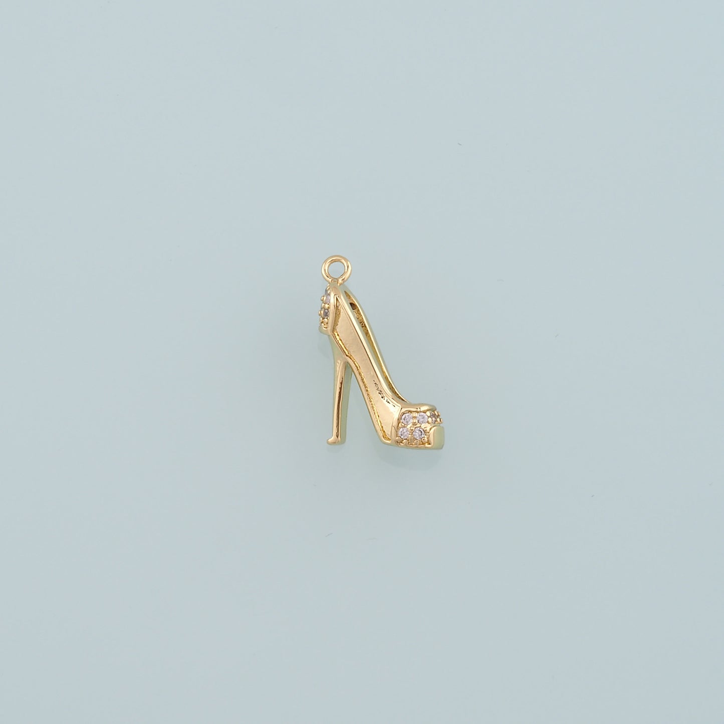18K Gold Filled High heel Pendant,CZ Micro Pave High heel Charm Bracelet Necklace for DIY Jewelry Making Supply