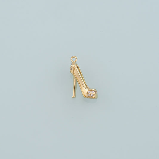 18K Gold Filled High heel Pendant,CZ Micro Pave High heel Charm Bracelet Necklace for DIY Jewelry Making Supply