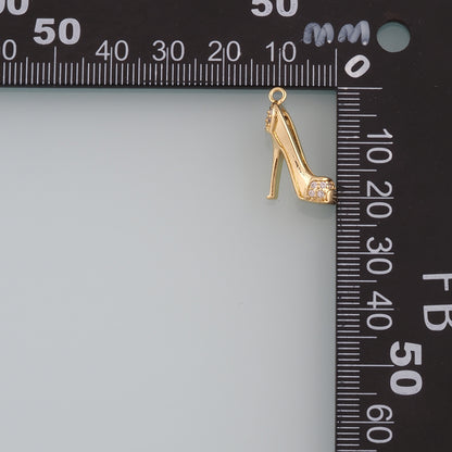 18K Gold Filled High heel Pendant,CZ Micro Pave High heel Charm Bracelet Necklace for DIY Jewelry Making Supply