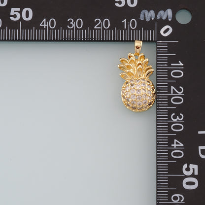 Gold Pineapple Charms,18K Gold Filled Pineapple Pendant,CZ Micro PaveFruit Charm Bracelet Necklace for DIY Jewelry Making Supply