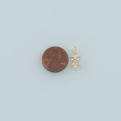 Gold Flower Charms,18K Gold Filled Flower Pendant,Flower Charm Bracelet Necklace for DIY Jewelry Making Supply